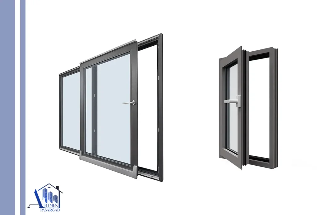 پنجره فلوکس واگنی دوجداره آلومینیومی