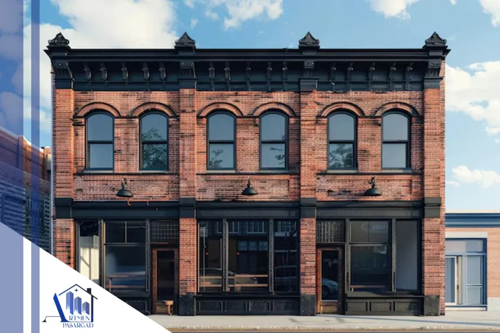 نمای ساختمان تجاری مسکونی دو طبقه