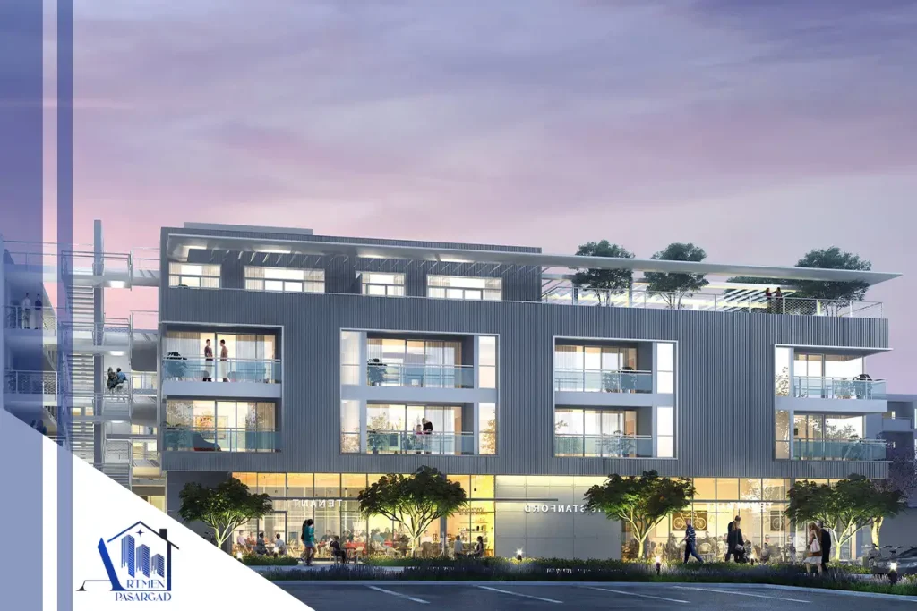 نمای ساختمان تجاری مسکونی سه طبقه