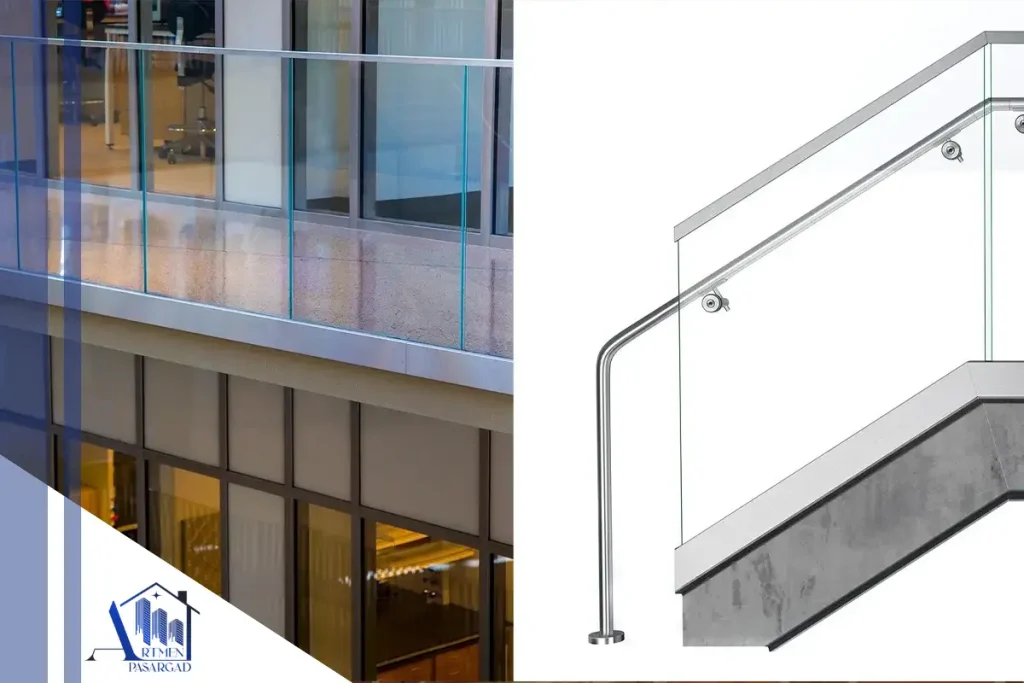 نرده شیشه‌ای دو لاین